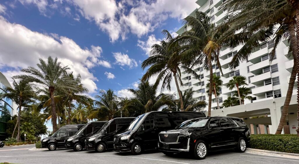 Port Everglades Private Car Service fleet of black Cadillac Escalades and executive Sprinters